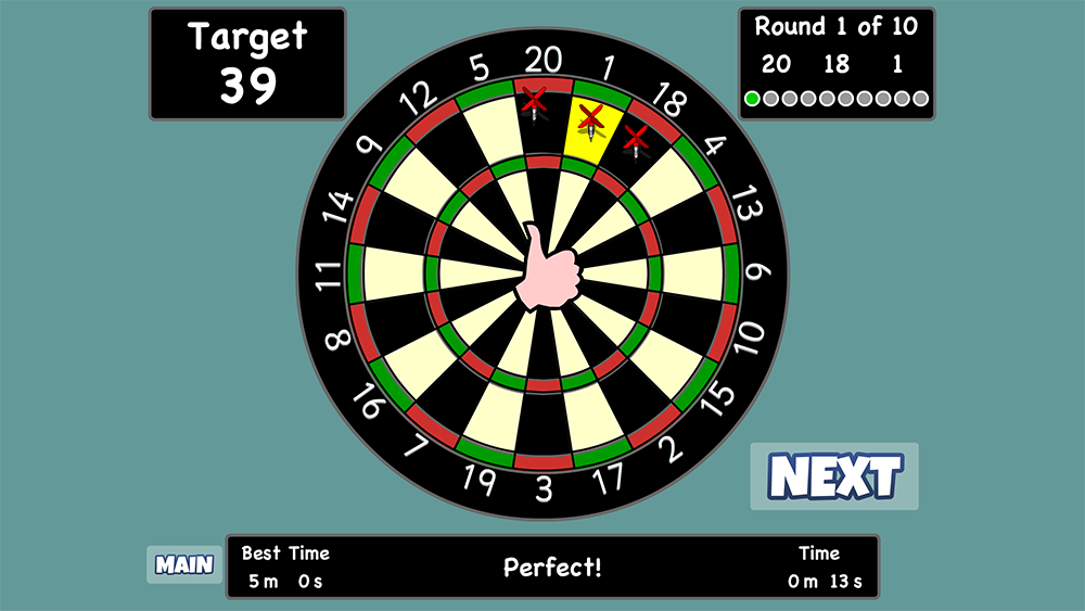 Darts Target Challenge, can you hit the target score in 3 darts?