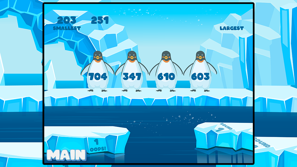 Penguin Plunge, The ordering game for KS1 and KS2