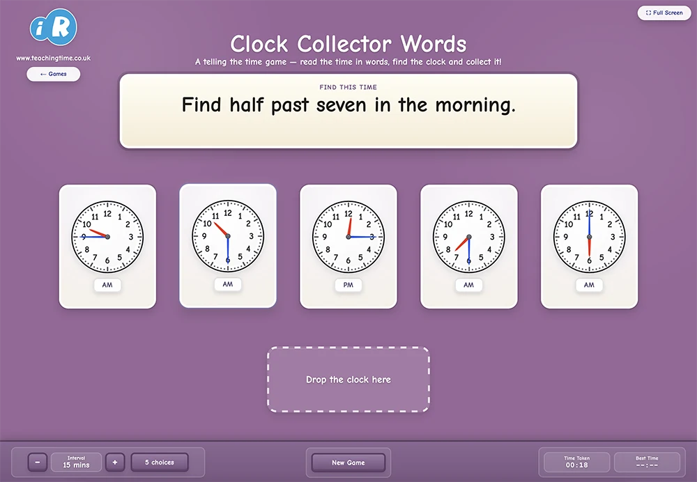 Clock Collector telling the time game