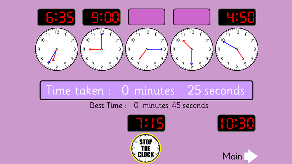 Play Stop the Clock 10-minute intervals time game